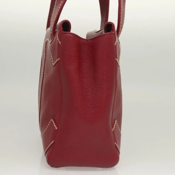 CHANEL Wild Stitch Hand Bag Grained Calf Skin Bordeaux Gold CC Auth 126239V - Picture 6 of 14